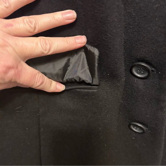 NWT Tommy Hilfiger Wool Blend Button Down Long Coat Black Women’s Small - Picture 4 of 9